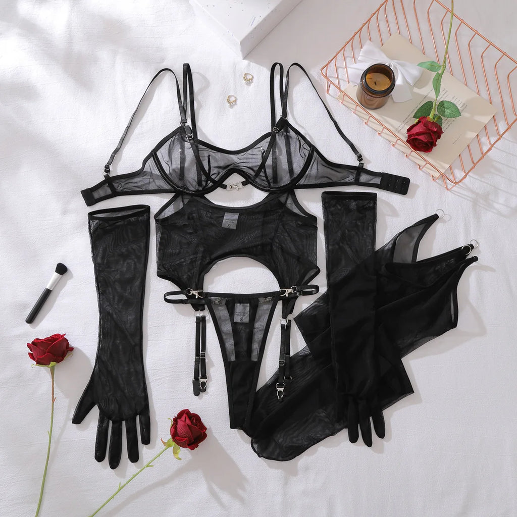 After Dark Sheer Mesh Lingerie Set