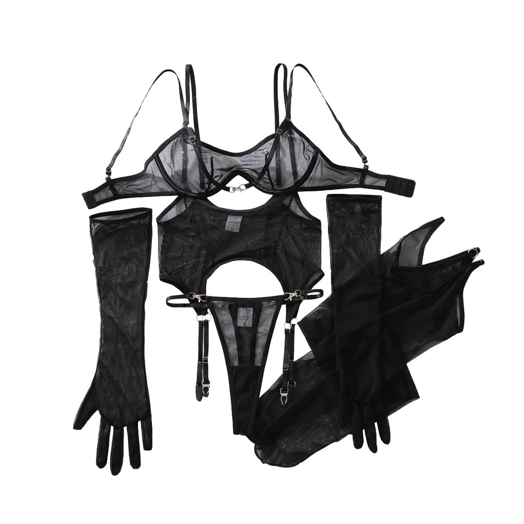 After Dark Sheer Mesh Lingerie Set